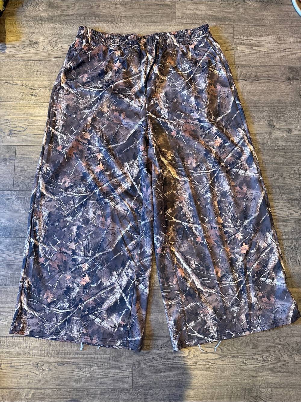 Wide Leg Women's Pants in Brown Camouflage Print